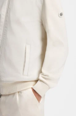 Hybrid-Jacke aus Baumwoll-Strick mit Bomberkragen