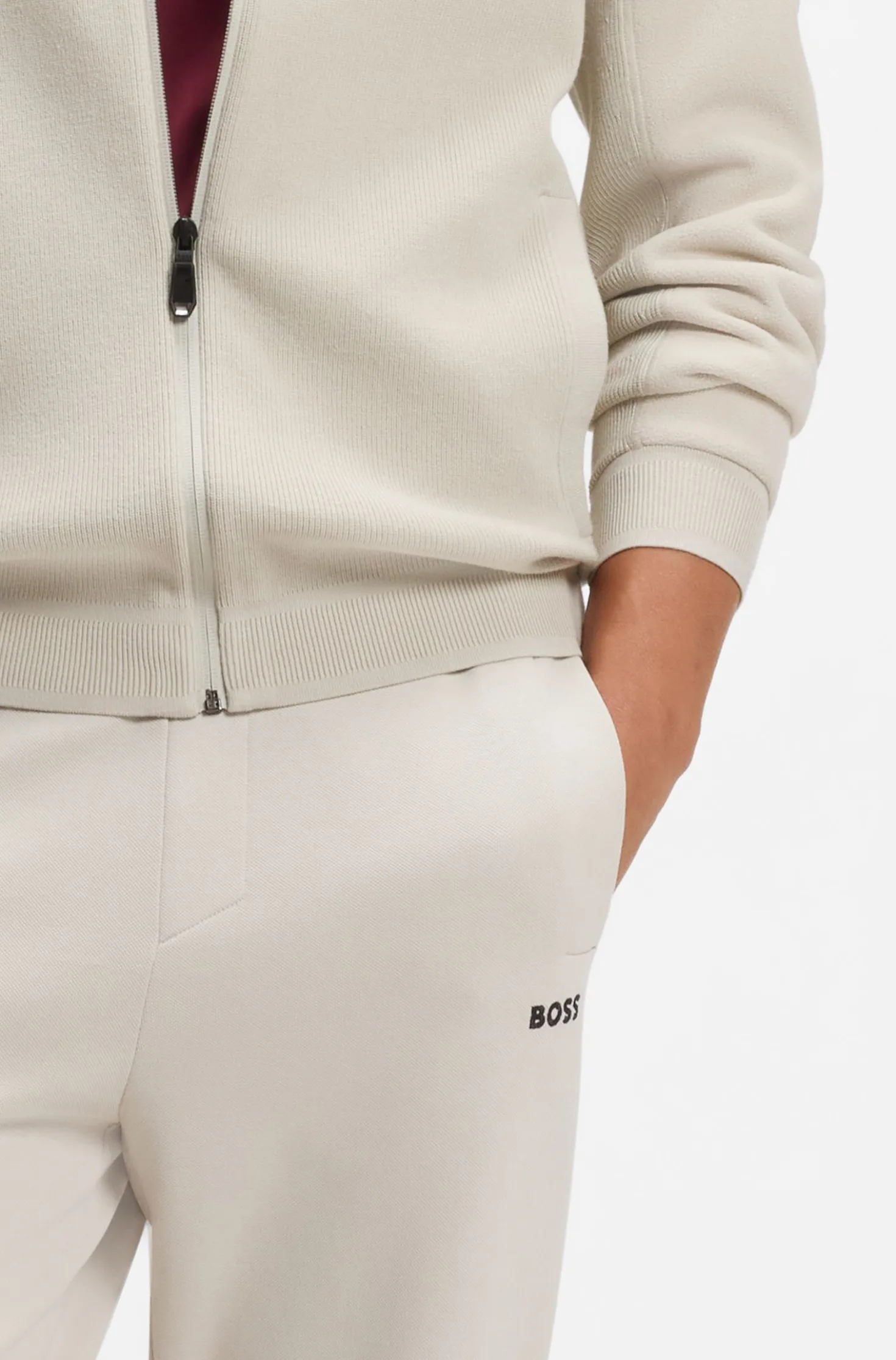 Hybrid-Jacke aus elastischem Gewebe mit Reißverschluss