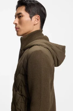 Hybrid-Jacke mit Wollärmeln und Daunenfüllung vorn