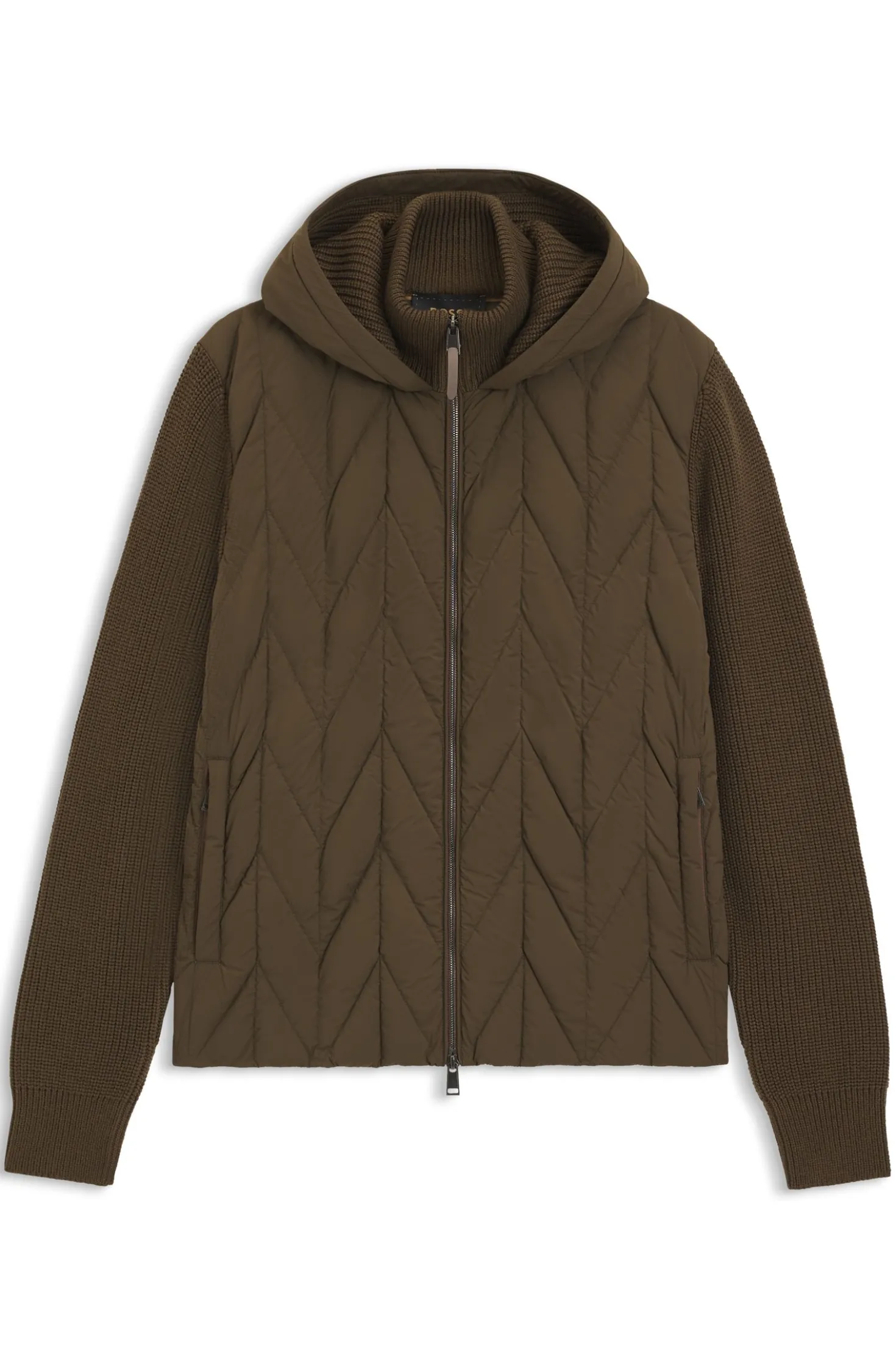 Hybrid-Jacke mit Wollärmeln und Daunenfüllung vorn
