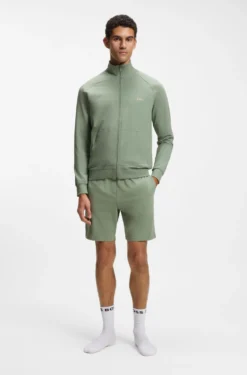 Jacke aus Stretch-Baumwolle mit Reißverschluss und Kontrast-Paspeln