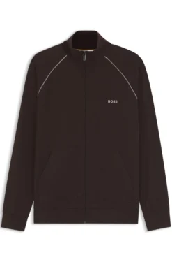 Jacke aus Stretch-Baumwolle mit Reißverschluss und Kontrast-Paspeln