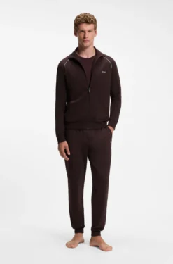 Jacke aus Stretch-Baumwolle mit Reißverschluss und Kontrast-Paspeln