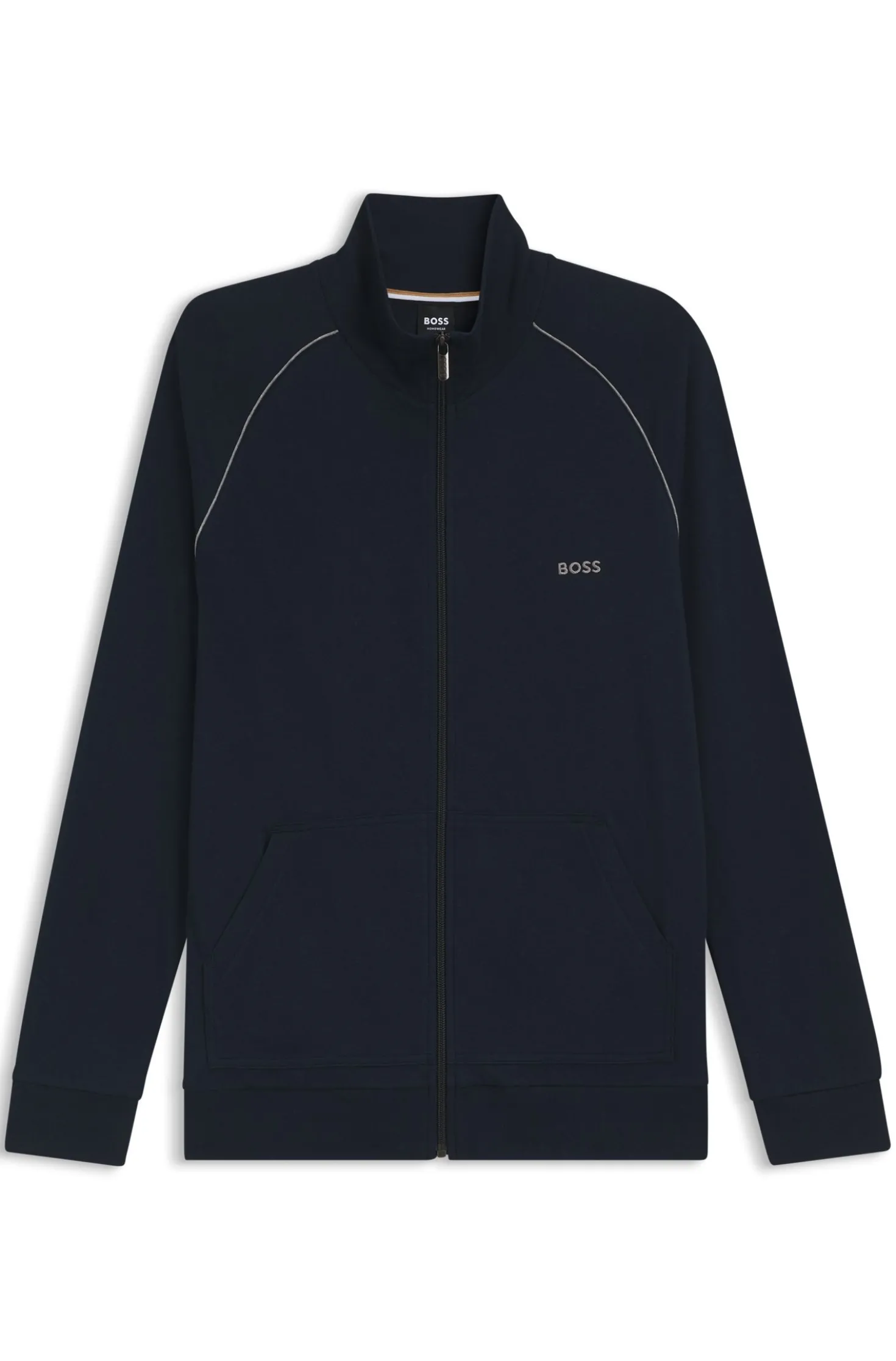 Jacke aus Stretch-Baumwolle mit Reißverschluss und Logo-Stickerei