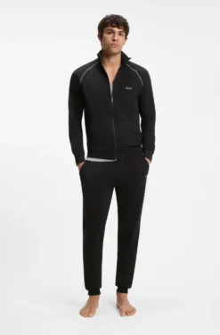 Jacke aus Stretch-Baumwolle mit Reißverschluss und Logo-Stickerei