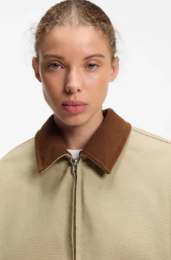 Jacke aus Stretch-Baumwolle mit Kontrastkragen aus Cord