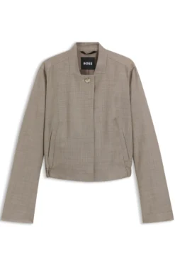 Jacke aus Stretch-Wolle mit Sharkskin-Webstruktur