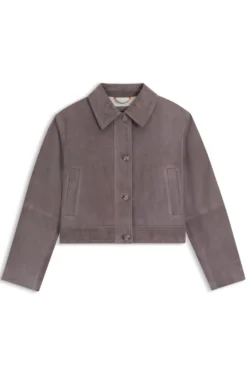 Jacke aus Veloursleder im Trucker-Stil
