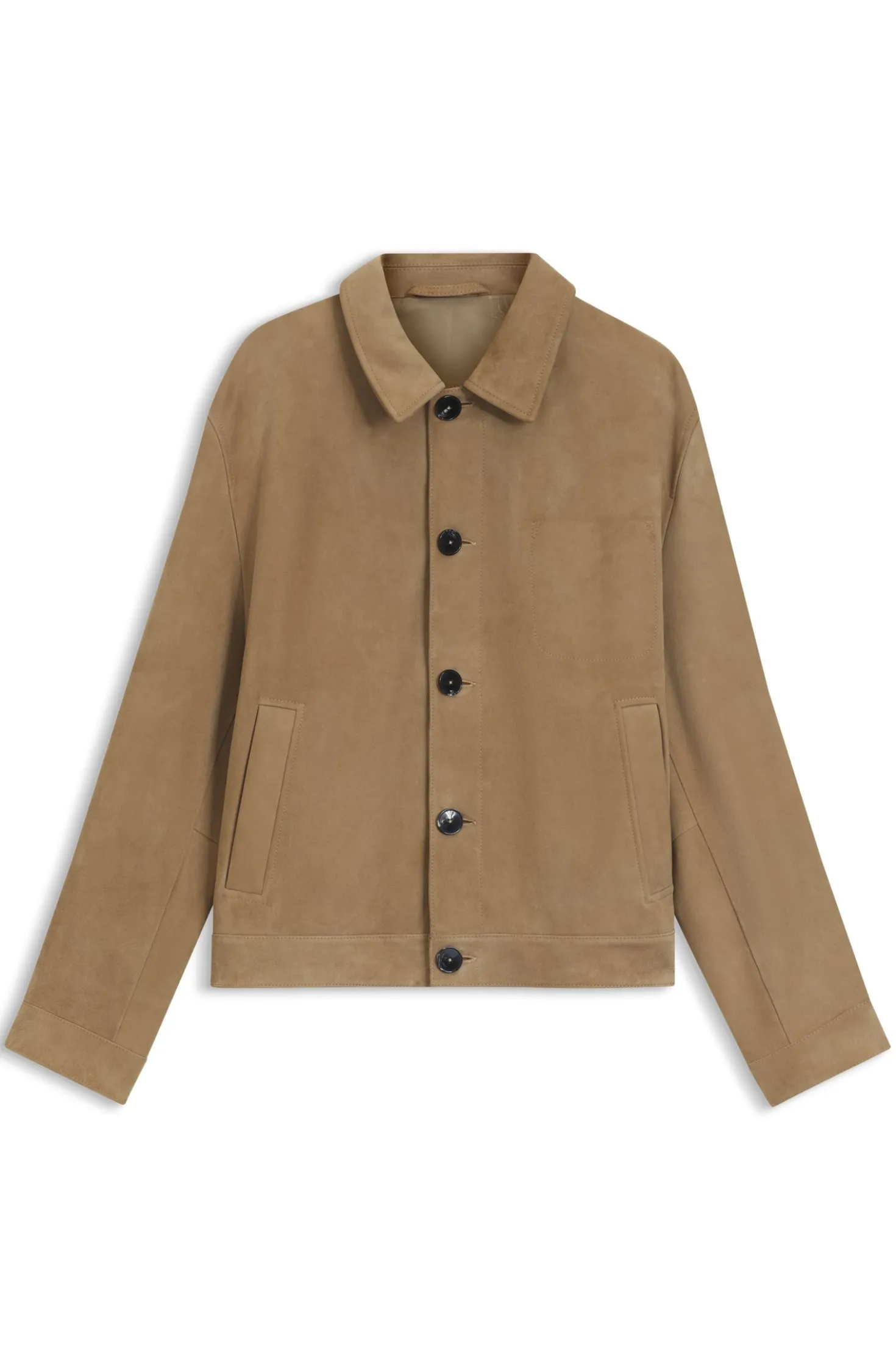 Jacke aus Veloursleder mit abgestepptem Detail an der Brusttasche