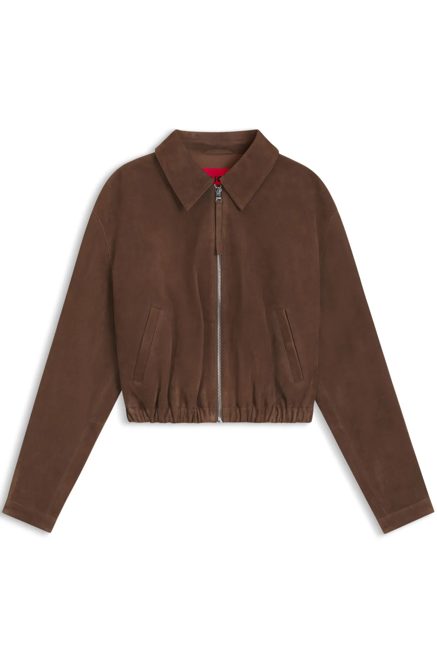 Jacke aus Veloursleder mit gerafftem Saum
