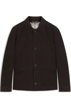Jacke aus Wildleder mit Knopfleiste und kariertem Futter