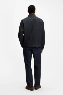 Jacke mit Kontrastkragen aus indigoblauem Denim