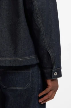Jacke mit Kontrastkragen aus indigoblauem Denim