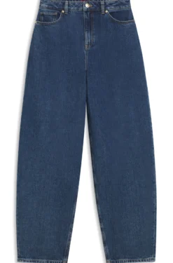 Jeans aus blauem japanischem Denim mit Barrel-Passform