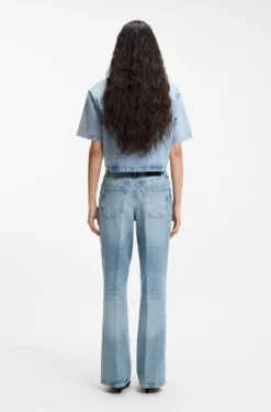 Jeans aus blauem Stretch-Denim mit weitem Beinverlauf