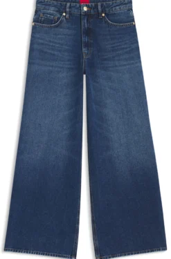 Jeans aus festem blauem Denim mit weitem Beinverlauf