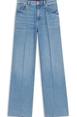 Jeans mit weitem Bein aus hellblauem Denim