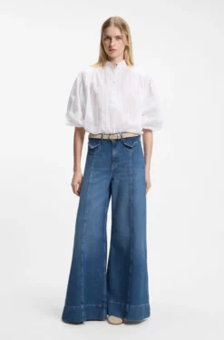 Jeans mit weitem Beinverlauf und hohem Bund in Vintage-Waschung