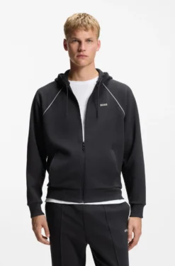 Kapuzenjacke aus Baumwoll-Mix mit Paspeln