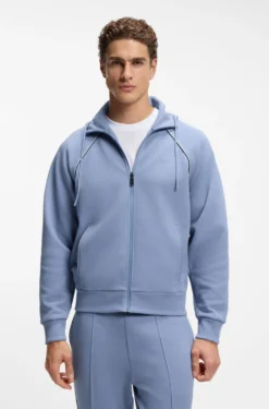 Kapuzenjacke aus Baumwoll-Mix mit Paspeln