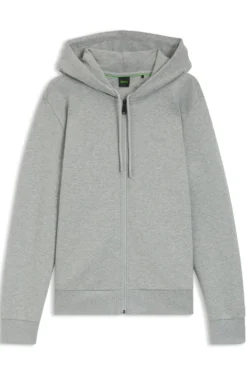 Kapuzenjacke aus Stretch-Baumwolle mit Reißverschluss und Logo-Detail