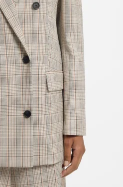 Karierter Regular-Fit Blazer aus elastischem Woll-Mix