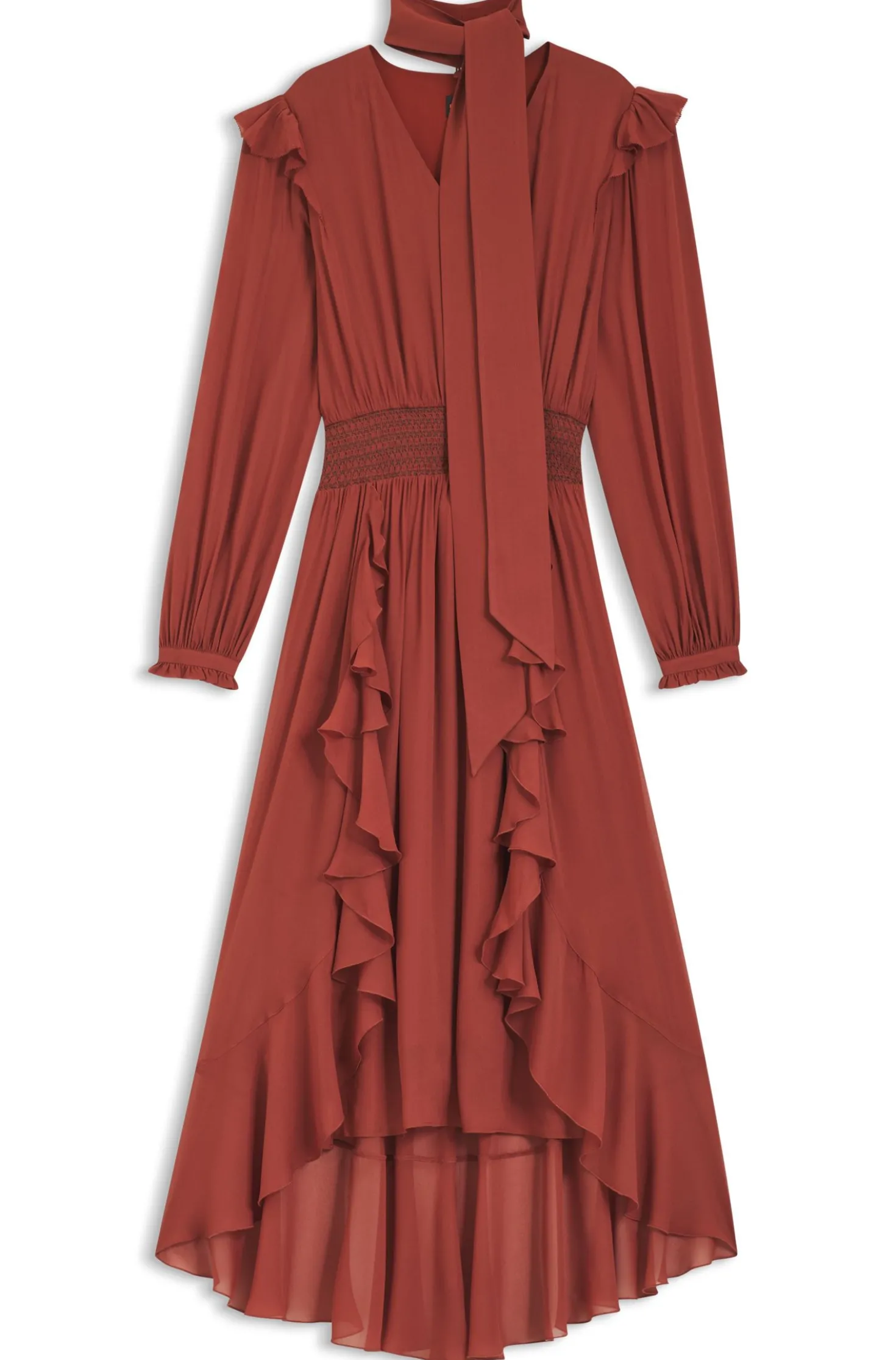 Kleid aus Krepp-Georgette mit abnehmbarem Schal