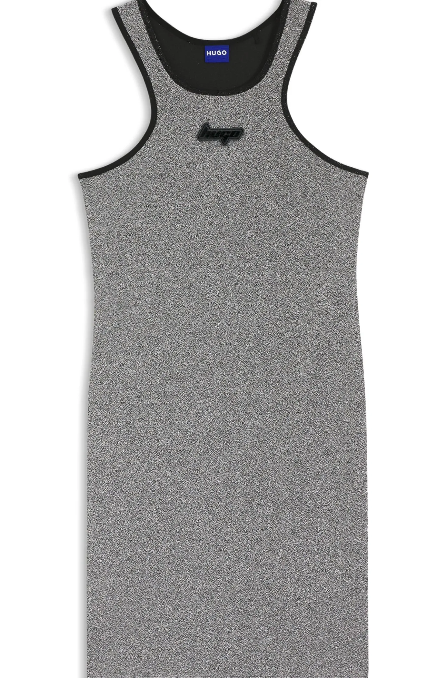 Kleid aus schimmerndem Jersey mit Racerback und Logo-Aufnäher aus Silikon