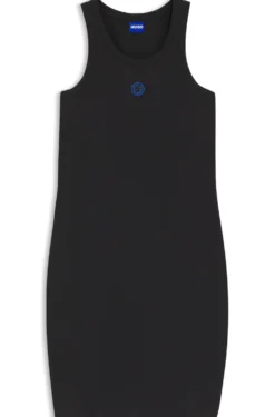 Kleid aus Stretch-Baumwolle mit Happy HUGO Logo