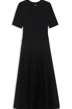 Kleid aus verschiedenen Materialien mit Faltenrock