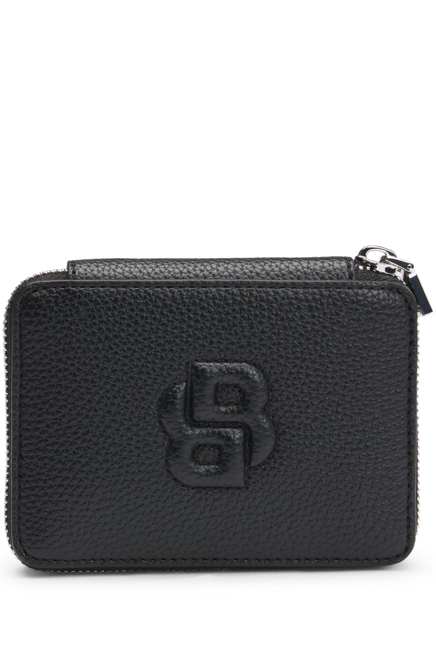 Kleine Geldbörse mit genarbter Struktur, Reißverschluss und Double-B-Monogramm