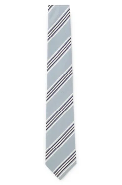 Krawatte aus Seide-Baumwolle mit diagonalen Streifen