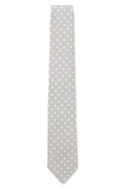 Krawatte aus Seiden-Leinen-Jacquard mit Punkte-Muster