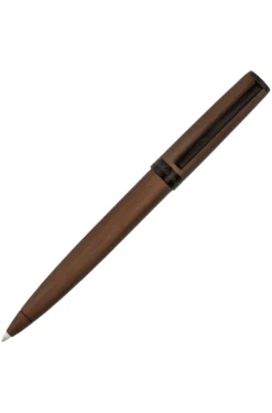 Kugelschreiber in gebürstetem Khaki mit Logo-Ring