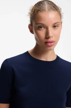 Kurzarm-Pullover aus Woll-Mix mit Stack-Logo-Stickerei