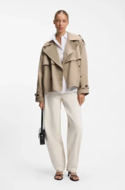 Kurze Trench-Jacke aus Baumwolle und Leinen