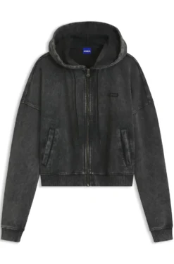 Kurz geschnittener Relaxed-Fit Hoodie mit gewaschenem Box-Logo