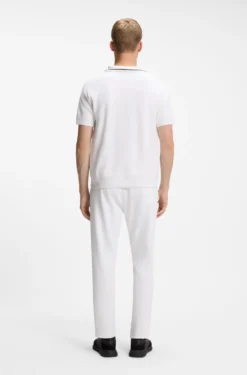 Kurzärmeliger Polo-Pullover aus Baumwolle mit Johnny-Kragen