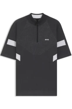 Kurzärmeliger Pullover aus Baumwolle mit Jacquard-Struktur