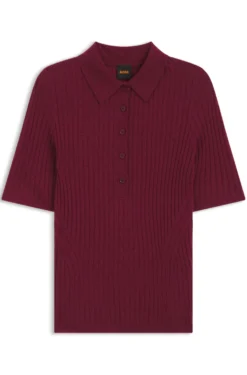 Kurzärmeliger Pullover aus Woll-Mix mit Polokragen