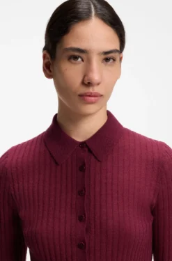 Kurzärmeliger Pullover aus Woll-Mix mit Polokragen