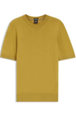 Kurzärmliges Strick-T-Shirt aus Merinowolle