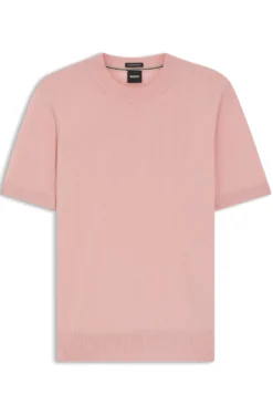 Kurzärmliges Strick-T-Shirt aus Merinowolle