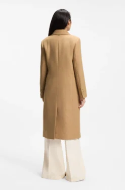Langer Twill-Mantel mit zweireihiger Knopfleiste