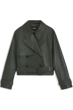 Lederjacke im Trenchcoat-Stil