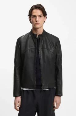 Lederjacke mit Paspeln