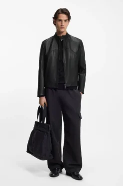 Lederjacke mit Paspeln