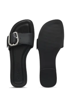 Lederslipper mit Logo-Schließe