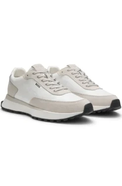 Ledersneakers mit Logo an der Seite