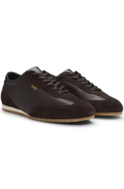 Ledersneakers mit Veloursleder-Details